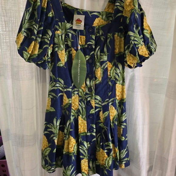 FARM Rio Navy Pineapple Print Dress Summer Mini Floral - Picture 5 of 5